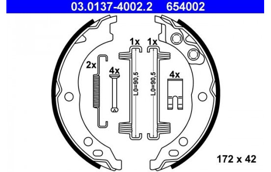 Bromsbackar, sats, parkeringsbroms 03.0137-4002.2 ATE