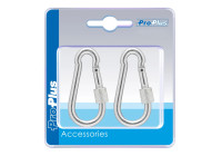 Metal carabiner 6x60mm with screw lock, 2 pieces in blister