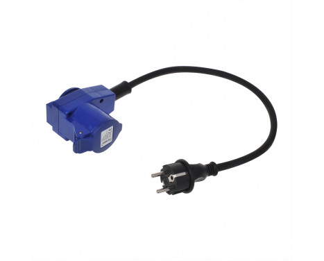 Adapter cable 40cm from Schuko plug to right angle CEE socket + Schuko socket