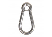Carabiner hook 100x10mm, with closed eye, A4 stainless steel AISI 316, 1.150 daN