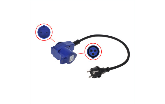 Verloopkabel 40cm de la prise Schuko à la prise CEE à angle droit + prise Schuko, Image 2
