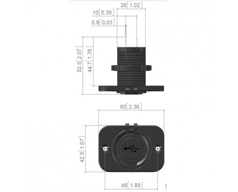 Adaptateur USB intégré 2xUSB 5V-2,1A&1A/Entrée 12V-24V, Image 6