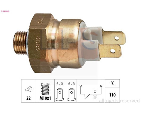 Contact thermique, voyant avertisseur de l'agent réfrigérant Made in Italy - OE Equivalent 1.840.085 EPS Facet
