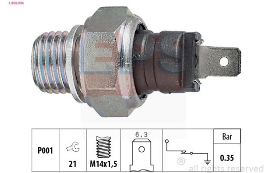 Indicateur de pression d'huile Made in Italy - OE Equivalent 1.800.006 EPS Facet