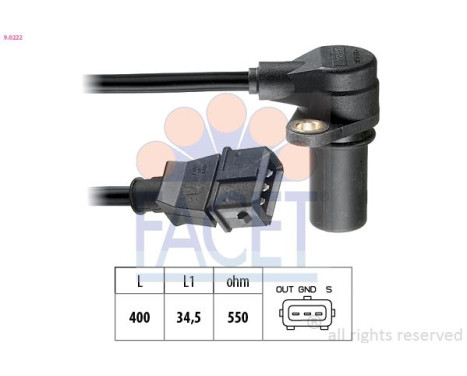 Capteur d'angle, vilebrequin Made in Italy - OE Equivalent 9.0222 Facet