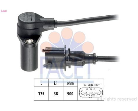 Capteur d'angle, vilebrequin Made in Italy - OE Equivalent 9.0382 Facet