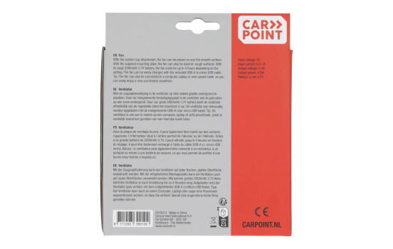 Ventilateur rechargeable USB Carpoint avec ventouse Ø12cm 5V, Image 10