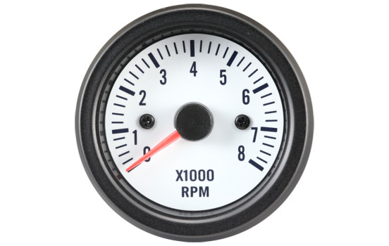 Tachymètre blanc pour instruments de performance> 8 000 tr / min 2/3/4/5/6/8 cyl. 52mm, Image 2