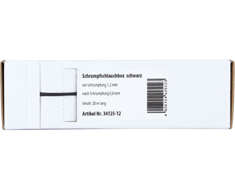 Gaine thermorétractable Noir Ø 1,2 mm Ø 0,6 mm Longueur 15 mètres