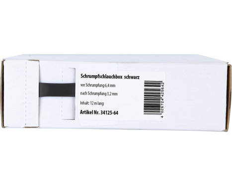 Gaine thermorétractable Noir Ø 6,4 mm Ø 3,2 mm Longueur 12 mètres