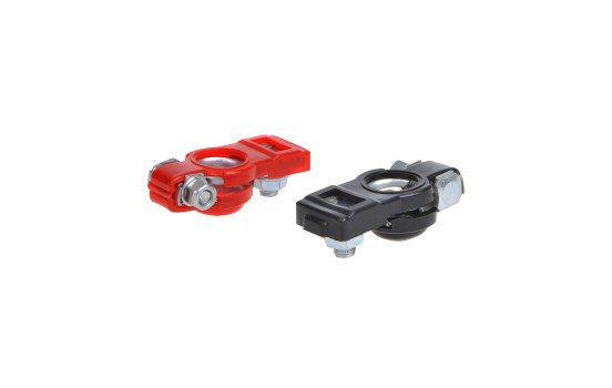Jeu de bornes de batterie (+) et (-) avec protection en plastique rouge / noir, Image 3