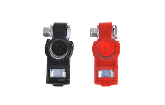 Jeu de bornes de batterie (+) et (-) avec protection en plastique rouge / noir, Image 5