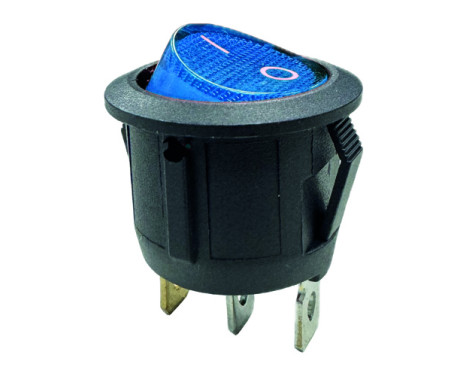 Interrupteur à bascule bleu on - off, 12V, 10A, 20mm, LED sous blister