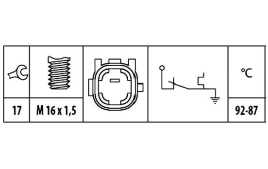 Interrupteur de température, ventilateur de radiateur 6ZT 181 611-011 Hella, Image 2