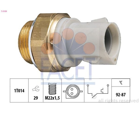 Interrupteur de température, ventilateur de radiateur Made in Italy - OE Equivalent 7.5129 Facet
