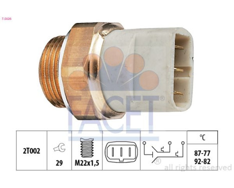 Interrupteur de température, ventilateur de radiateur Made in Italy - OE Equivalent 7.5626 Facet