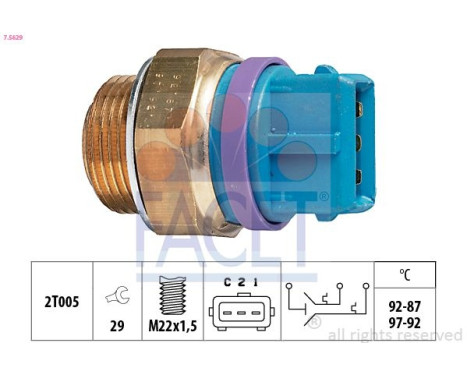 Interrupteur de température, ventilateur de radiateur Made in Italy - OE Equivalent 7.5629 Facet
