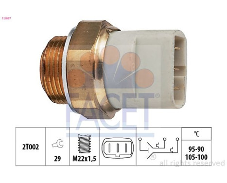 Interrupteur de température, ventilateur de radiateur Made in Italy - OE Equivalent 7.5697 Facet