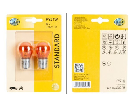 Hella Standard PY21W, 12V21W (2 pieces)