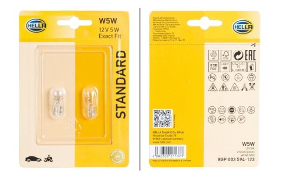 Hella Standard W5W, 12V5W (2 pieces)