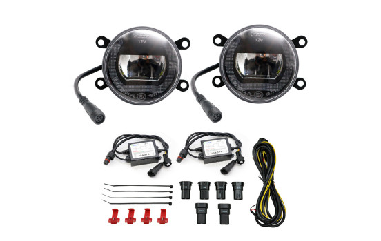 Set of semi-universal LED fog lamps + DRL 'U-Shape' daytime running lights - Diameter 90mm - ECE-R19/R87 E DL UNF08 AutoStyle, Image 2