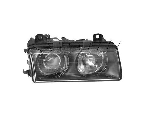 Headlight left From 9/'94+ NOT COMPACT H7+H7 0640965 Van Wezel, Image 2
