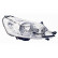 Headlight on the right with indicator H4 including actuator 1612962 Van Wezel