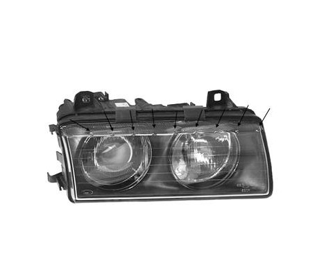 Headlight right From 9/'94+ NOT COMPACT H7+H7 0640966 Van Wezel