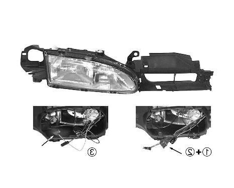 Headlight right until '10/94 + ELECTRICAL REG. 2XH1 1825944 Van Wezel