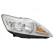 Headlight right with indicator H1+H7 Aluminum +Elinks Mot. 1866962 Van Wezel