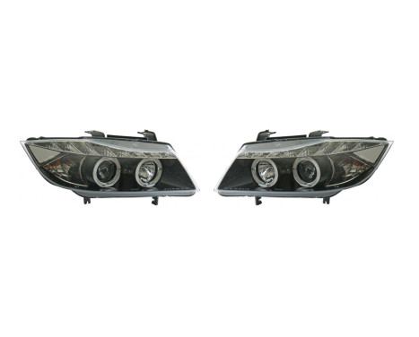 Set headlights DRL-Look suitable for BMW 3-Series E90/E91 2005-2008 - Black