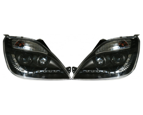 Set headlights DRL-Look suitable for Ford Fiesta VI 2002-2008 - Black - incl. Motor
