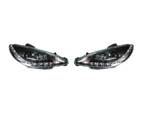 Set headlights DRL-Look suitable for Peugeot 206 1998- incl. GTi - Black
