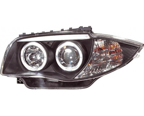 Set headlights suitable for BMW 1-Series E81/E87 2004-2011 - Black - incl. Angel-Eyes, Image 2