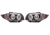 Set headlights suitable for BMW 1-Series E81/E87 2004-2011 - Black - incl. Angel-Eyes