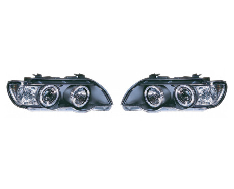Set headlights suitable for BMW X5 E53 2000-2004 - Black - incl. Angel-Eyes