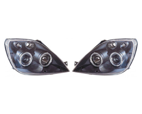 Set headlights suitable for Ford Fiesta V 2002-2008 - Black - incl. Angel-Eyes