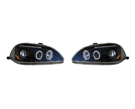 Set headlights suitable for Honda Civic 1996-1999 - Black - incl. Angel-Eyes