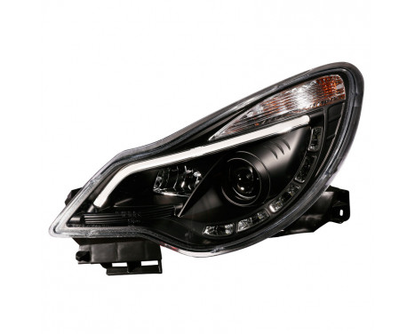 Set headlights suitable for incl. DRL 'Light-Bar' Opel Corsa D 2011-2014 - Black, Image 2