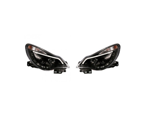 Set headlights suitable for incl. DRL 'Light-Bar' Opel Corsa D 2011-2014 - Black