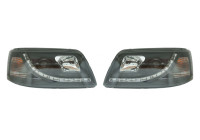 Set headlights suitable for incl. DRL Volkswagen T5 2003-2010 - Black
