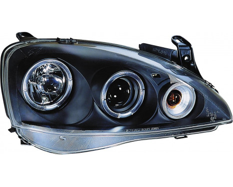 Set headlights suitable for Opel Corsa C 3/5-door 2000-2004 - Black - incl. Angel-Eyes, Image 2