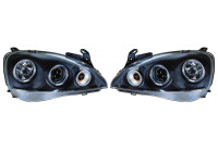 Set headlights suitable for Opel Corsa C 3/5-door 2000-2004 - Black - incl. Angel-Eyes