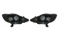 Set headlights suitable for Peugeot 107 2005-2014 - Black - incl. Angel-Eyes