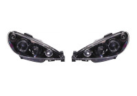 Set headlights suitable for Peugeot 206 1998-2002 excl. GTi - Black - incl. Angel-Eyes