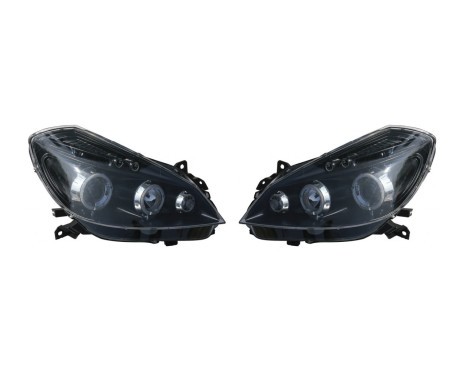 Set headlights suitable for Renault Clio III 2005-2007 - Black - incl. Angel-Eyes