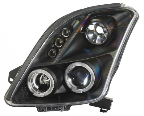 Set headlights suitable for Suzuki Swift II 2005-2010 - Black - incl. Angel-Eyes, Image 2