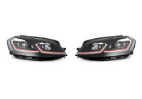 Set LED Headlights suitable for Volkswagen Golf VII Facelift (7.5) 2017- - Black/Red - incl. DRL