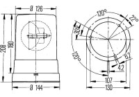 Rotating beacon KL710 12V orange fixed w/optics