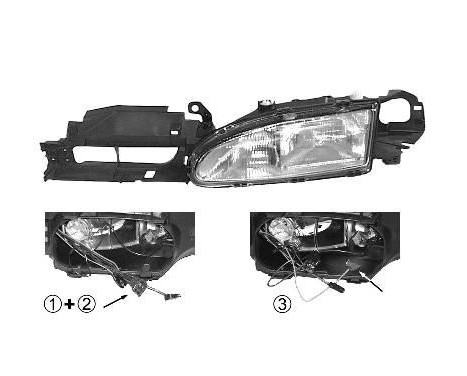 Headlight left until '10/94 + ELECTRICAL REG. 2XH1 1825943 Van Wezel